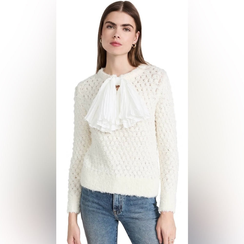 NWT Rebecca Taylor Ivory Cotton-Blend Sweater Size Small